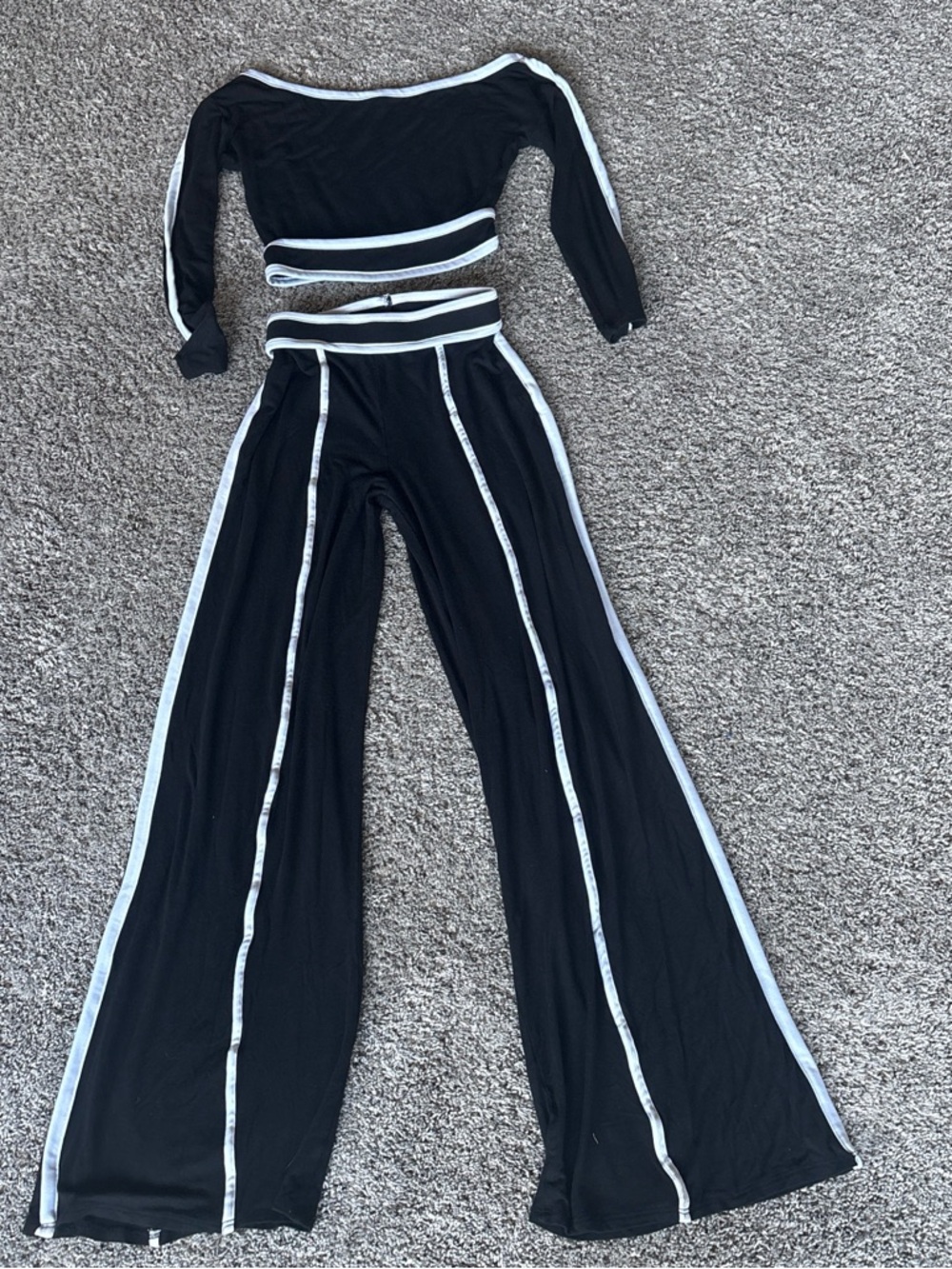 Fashion Nova Black Crop Top with White Trim